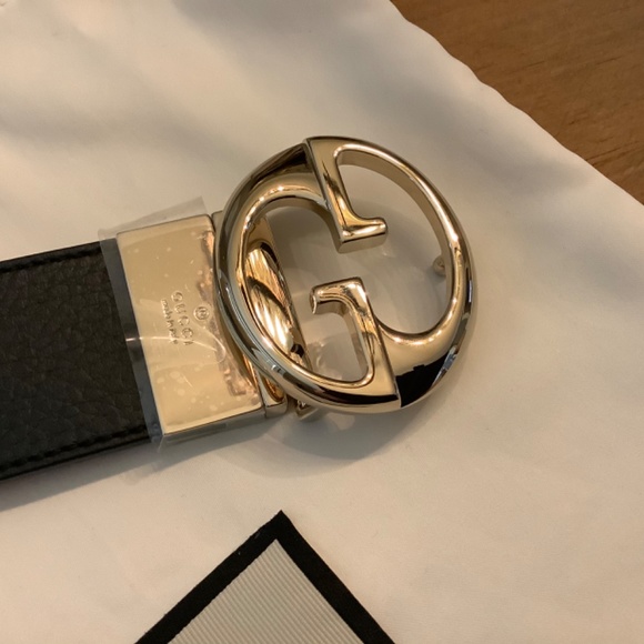 Auth New Reversible Black Pink Leather GUCCI Belt main image 7